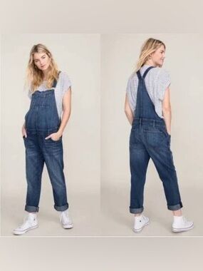 Hatch current/elliot maternity blue jean overalls 1 small